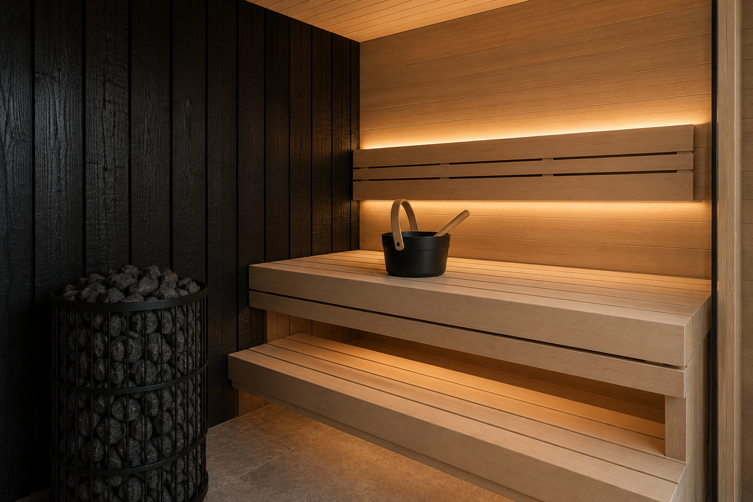 Tumma moderni sauna